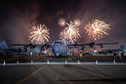 C130 with fireworks #4 Photograph by Keith Homan