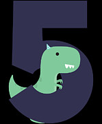 5 Fifth Birthday T-Rex Dinosaur Digital Art by Flippin Sweet Gear