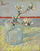 Sprig of flowering almond in a glass #7 Painting by Vincent van Gogh