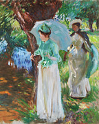 Two Girls with Parasols #8 Painting by John Singer Sargent