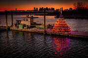 A Coastal Christmas in Winthrop Lobster Trap Tree Lights the Harbor Photograph by Jeff Folger