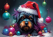 A Dog Wearing Santa Hat AI I Digital Art by Munir Alawi