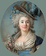 A Fashionable Noblewoman Wearing a Plumed Hat Drawing by Adelaide Labille-Guiard