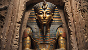 A golden statue of an Egyptian pharaoh Digital Art by Mango Art