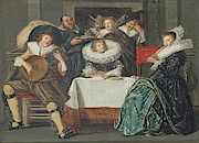 A merry company making music Painting by Dirck Hals A merry company making music Painting by Dirck Hals