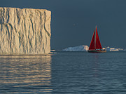 A sailboat and an ice wall Photograph by Anges Van der Logt