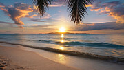 A serene sunset over a calm ocean Digital Art by Mango Art