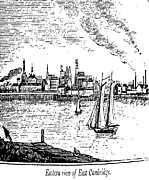 A southeastern View Of East Cambridge As Seen From The Warren Bridge Leading Into Charlestown 2 Drawing by Mounir Khalfouf