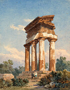 A Temple Ruin in Agrigento Drawing by Carl Wilhelm Goetzloff