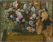 A Woman Seated beside a Vase of Flowers - Edgar Degas Digital Art by Samuel HUYNH
