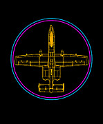 A10 Warthog Yellow Airforce Military Jet Airplane  Drawing by Noirty Designs