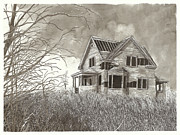 Abandoned Farmhouse  Drawing by Jonathan Baldock