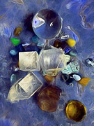 Abstract Composition in Rocks10e Mixed Media by Lynda Lehmann