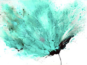 Abstract Flower Wave Blue Brown 1 Painting by Catherine Jeltes