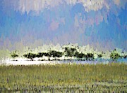 Abstract Painted Beach Scene Mixed Media by Joan Stratton