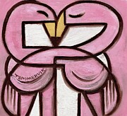 Abstract Pink Flamingos Art Print Painting by Tommervik