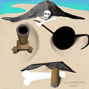 Abstract Pirate Ship Captain Wall Art Print  Painting by Tommervik