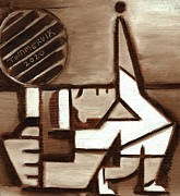 Serving Tennis Ball Art Print Painting by Tommervik