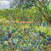 Afternoon Blues - Bluebonnets and Cactus 2 Painting by Hailey E Herrera Afternoon Blues - Bluebonnets and Cactus 2 Painting by Hailey E Herrera