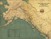 Alaska Yukon Territory and British Columbia showing connections of the White Pass and Yukon 1904 Drawing by Vintage Railroad Maps