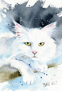 Alice White Cat Painting Painting by Dora Hathazi Mendes Alice White Cat Painting Painting by Dora Hathazi Mendes