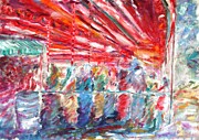 Amartithi Queue at the Water dispenser  Painting by Pete Caswell
