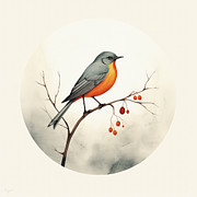 American Robin Bird Art Painting by Lourry Legarde American Robin Bird Art Painting by Lourry Legarde