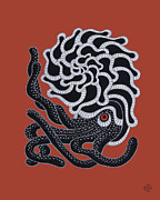 Ammonite. Red Painting by Amy E Fraser Ammonite. Red Painting by Amy E Fraser