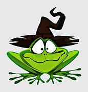 Amphibian Green Frog With Hat Digital Art by Jeff Creation
