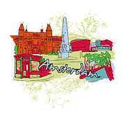 Amsterdam Lover Gift Digital Art by Jeff Creation