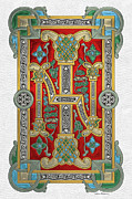Ancient Celtic Runes of Hospitality and Potential - Illuminated Plate over White Leather Digital Art by Serge Averbukh