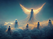 Angel on clouds in Heaven 01 Digital Art by Matthias Hauser