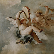 Angels With Musical Instruments - Xviii Century. Painting by Francesco Guardi -1712-1793-