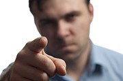 Angry man pointing a finger, looked excited Photograph by Elabdesign