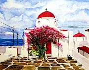 Anns' Santorini Painting by Ann Frederick
