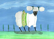 Another Catholic School Sheep Painting by Jo Potocki