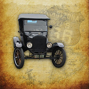 Antique Car Old Route 66 and Map Photograph by Colleen Cornelius