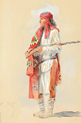 Apache Warrior 1907 Painting by Charles Marion Russell