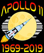 Apollo 11 50th Anniversary Retro Moon Landing Digital Art by Flippin Sweet Gear