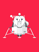 Apollo Lunar Module Lander Minimal - Crimson Digital Art by Organic Synthesis