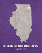 Arlington Heights Illinois City Map Founded 1887 Northwestern University Color Palette Mixed Media by Design Turnpike