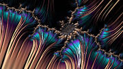 Art Nouveau Style Blue Fractal Trumpet Flowers  Digital Art by Shelli Fitzpatrick