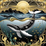 Art Nouveau Whale  Digital Art by Stephanie Fischer