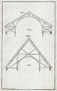 Timber Frame Vaulted Ceiling Roof Designs 1858 Art Print Mixed Media by PrintsAntiquA