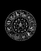 Astrology Circle In Black And White Digital Art by Madame Memento