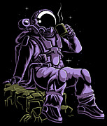 Astronaut needs a break and drinks coffee Digital Art by Mister Tee
