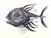 Asynchronous Hate Fish Drawing by J Vincent Scarpace