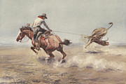 At the end of the rope Painting by Charles Marion Russell