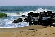 Atlantic Ocean Splash Against Cape May Shore Photograph by Linda Stern
