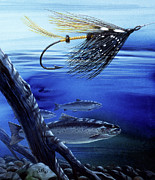 Atlantic Salmon And Jock Scott Fly Painting by Don Balke Atlantic Salmon And Jock Scott Fly Painting by Don Balke